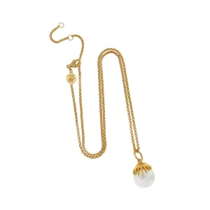Goldbug Collection Single Palm Pearl Charm Necklace