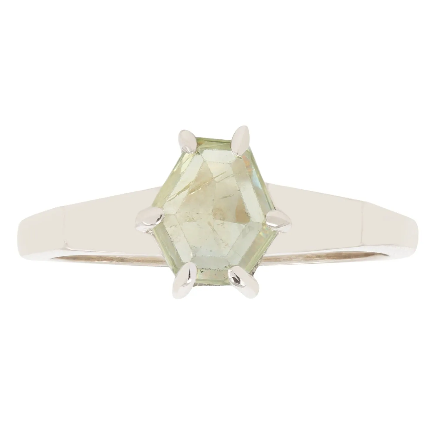 Green Hexagon Sapphire Ring