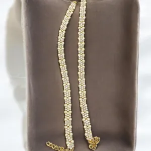 Hira Collections Traditional Gold Plated Pearls Austrian Stones Payal Anklets