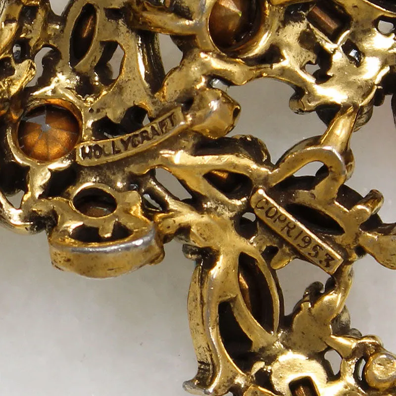 Hollycraft Colorful Rhinestone Freeform Brooch