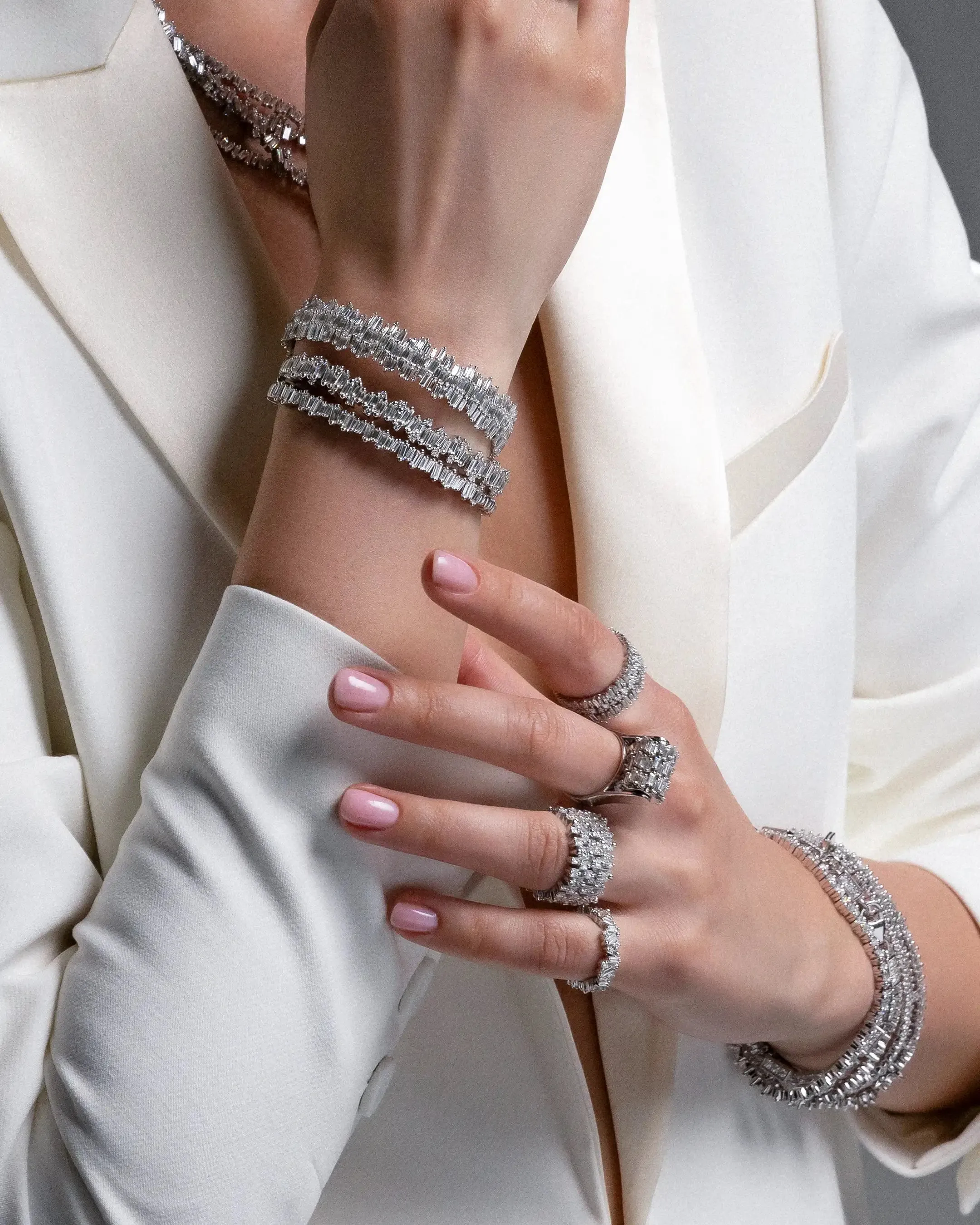 Infinite Triple Row Diamond Spinner Ring