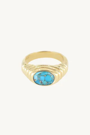 Iris Copper Turquoise Gold Ring