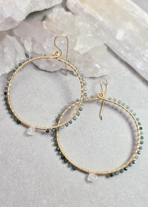 James   Jezebelle | Blue Tourmaline   Moonstone Wrapped Hoops
