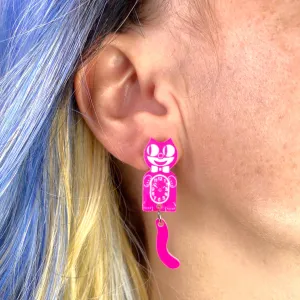 Kitten CLAW-K Officially Licensed Kit-Cat Klock? Earrings in Pink
