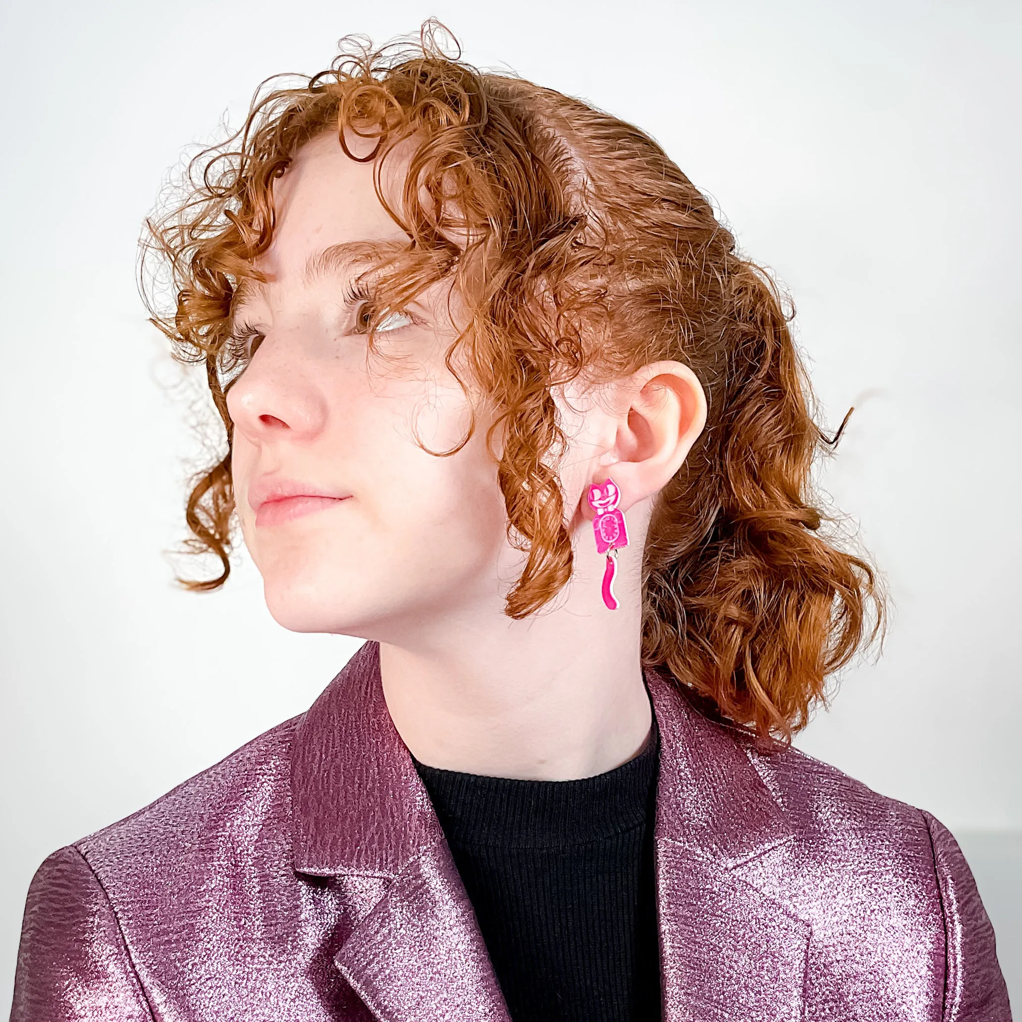 Kitten CLAW-K Officially Licensed Kit-Cat Klock? Earrings in Pink