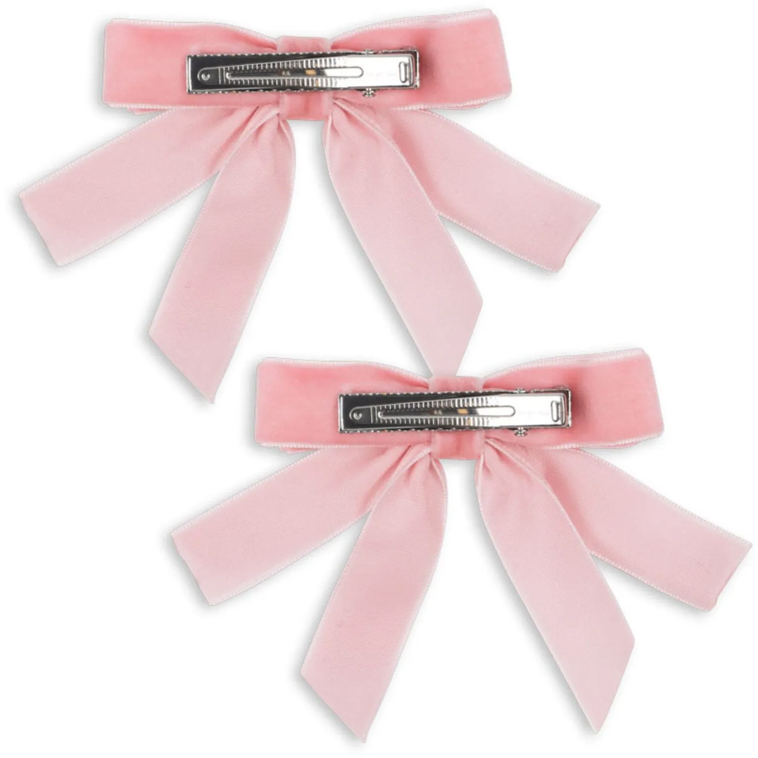 Konges Sl?jd Peony Pink 2 Pack Velvet Double Bow Hair Clips