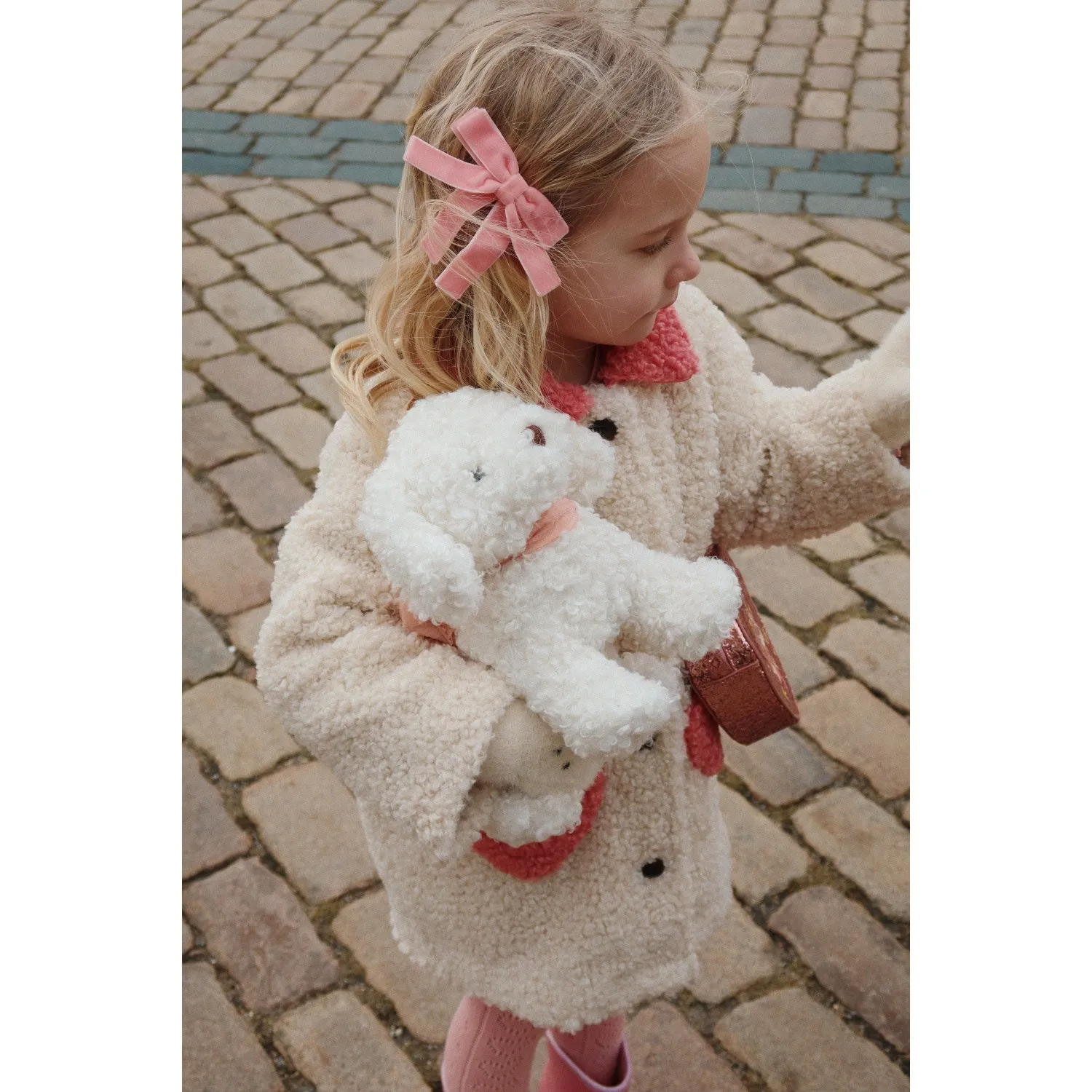 Konges Sl?jd Peony Pink 2 Pack Velvet Double Bow Hair Clips