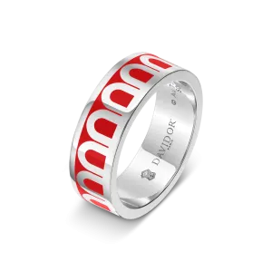 L'Arc de DAVIDOR Ring MM, 18k White Gold with Fraise Lacquered Ceramic