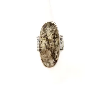 Large Dendritic Quartz Reticulated Silver Ring