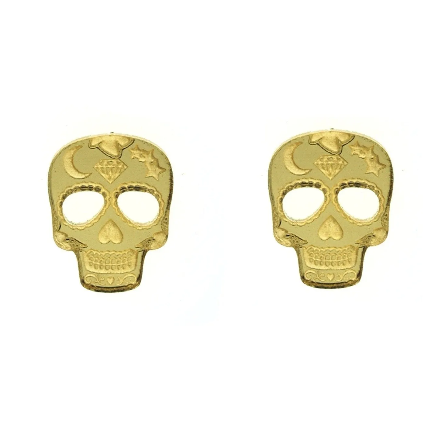 Last Chance! Sugar Skull Earrings in Mirror Gold