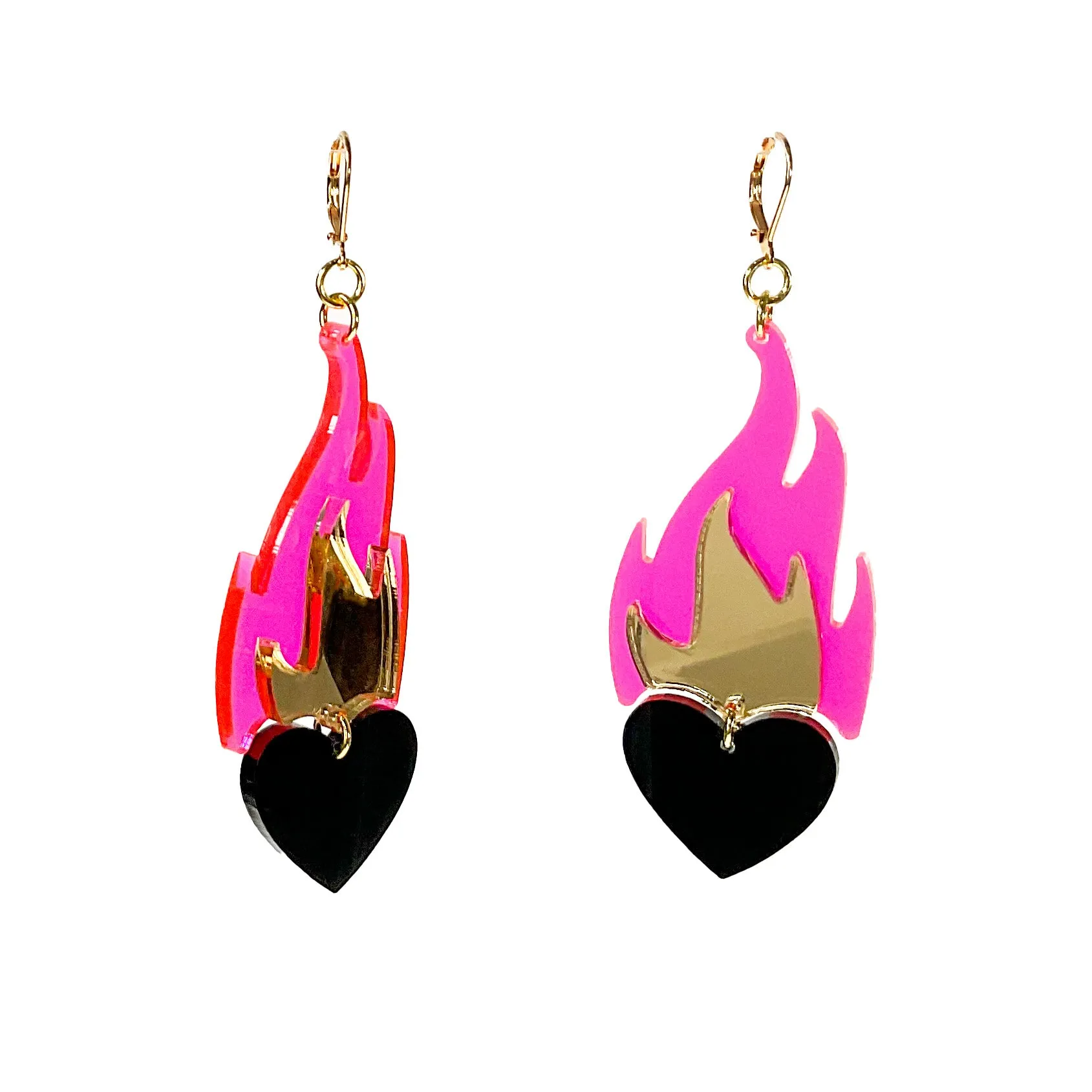 Love A La Flamb?? Dangle Earrings - Nightmare Hot Pink
