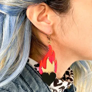Love A La Flamb?? Dangle Earrings - Nightmare Hot Pink
