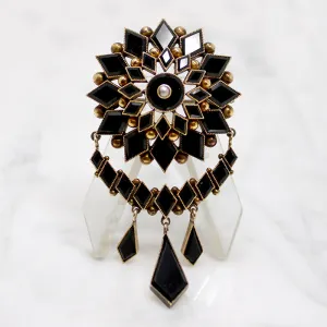 Magnificent Victorian Onyx & Gold Swag Brooch
