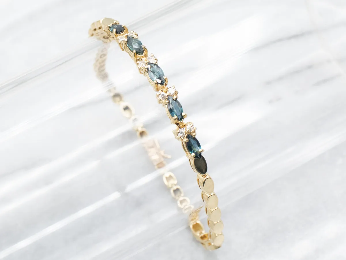 Marquise-Cut Sapphire and Diamond Bracelet