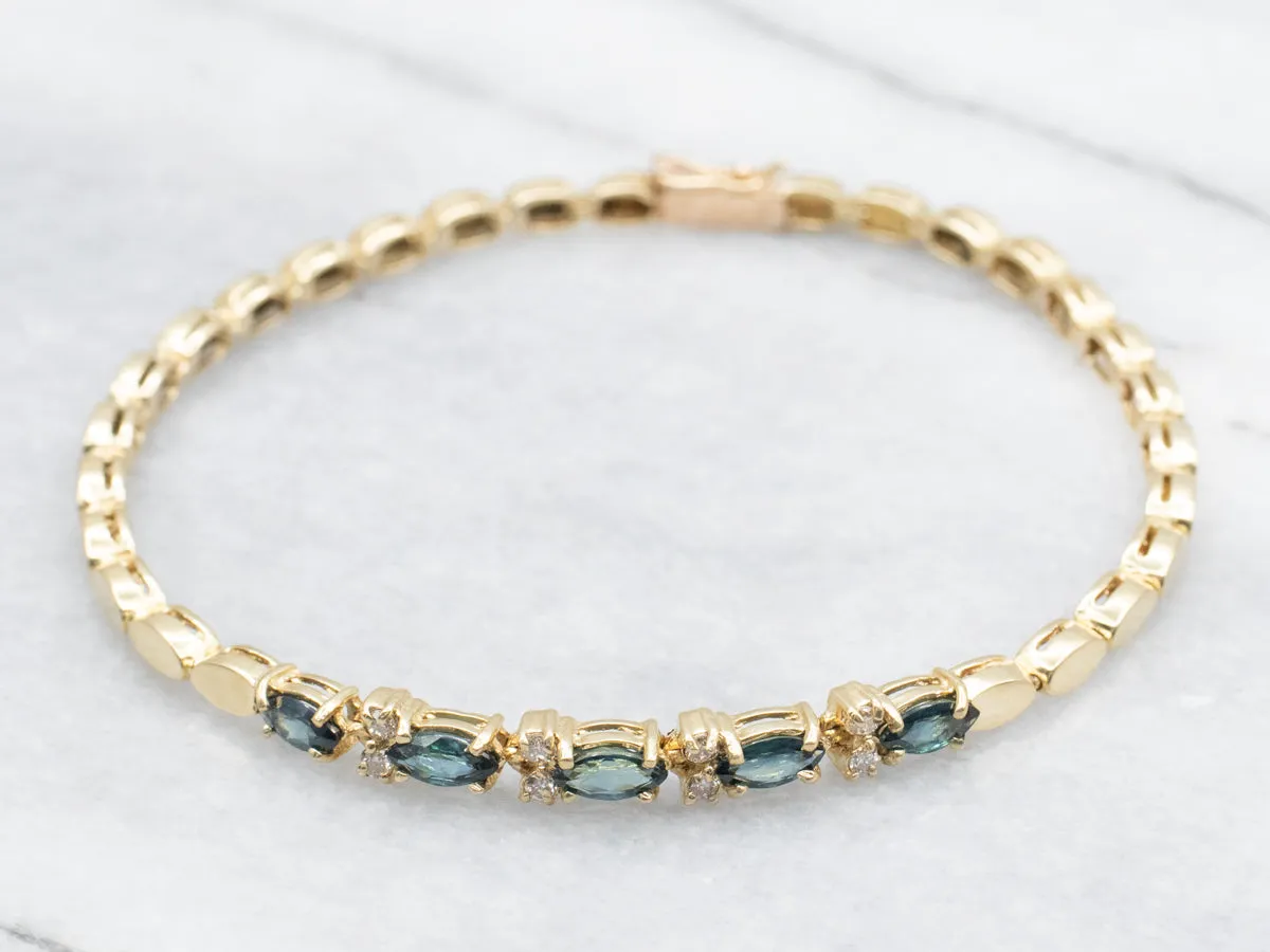 Marquise-Cut Sapphire and Diamond Bracelet