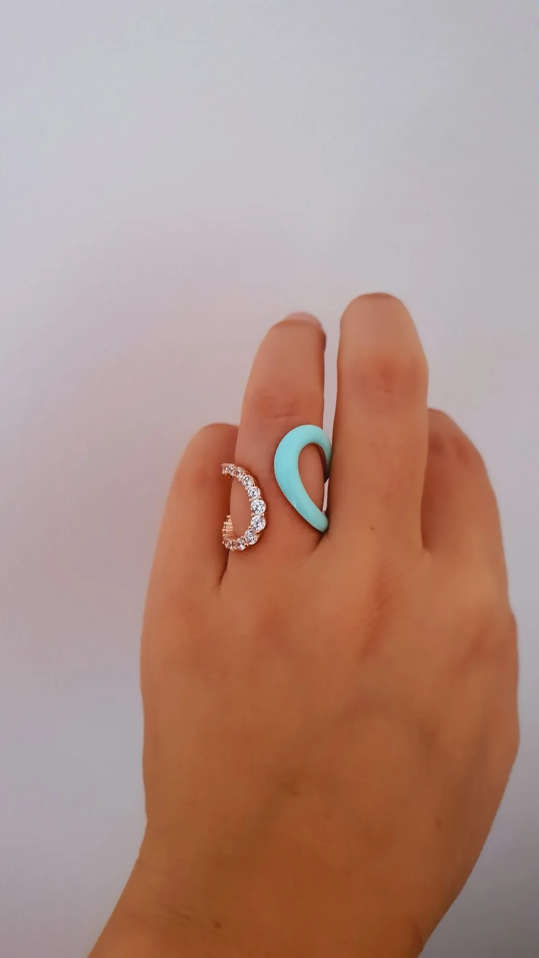 Mint Wavy Ring - Adjustable 925 Sterling Silver with Rose Gold Plating