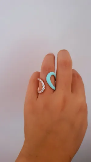 Mint Wavy Ring - Adjustable 925 Sterling Silver with Rose Gold Plating