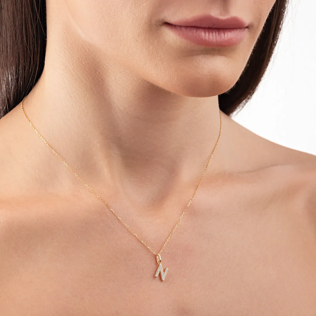 N Letter Pendant Yellow Gold