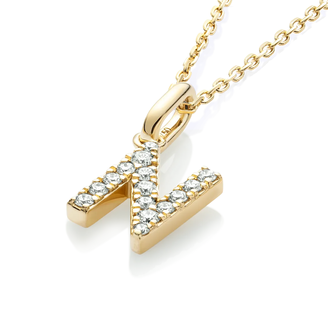 N Letter Pendant Yellow Gold
