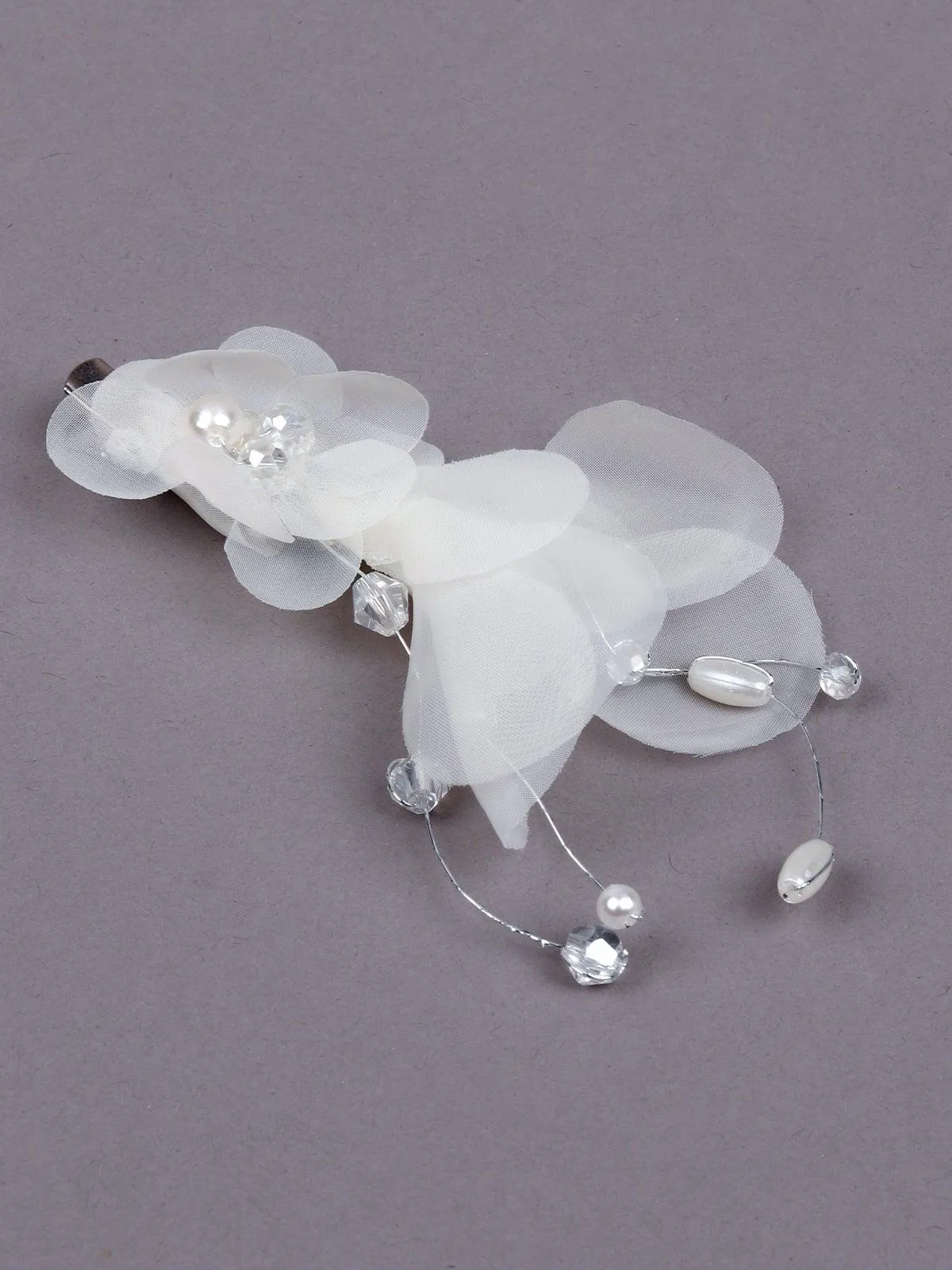 Odette Women White Fabric Brooch