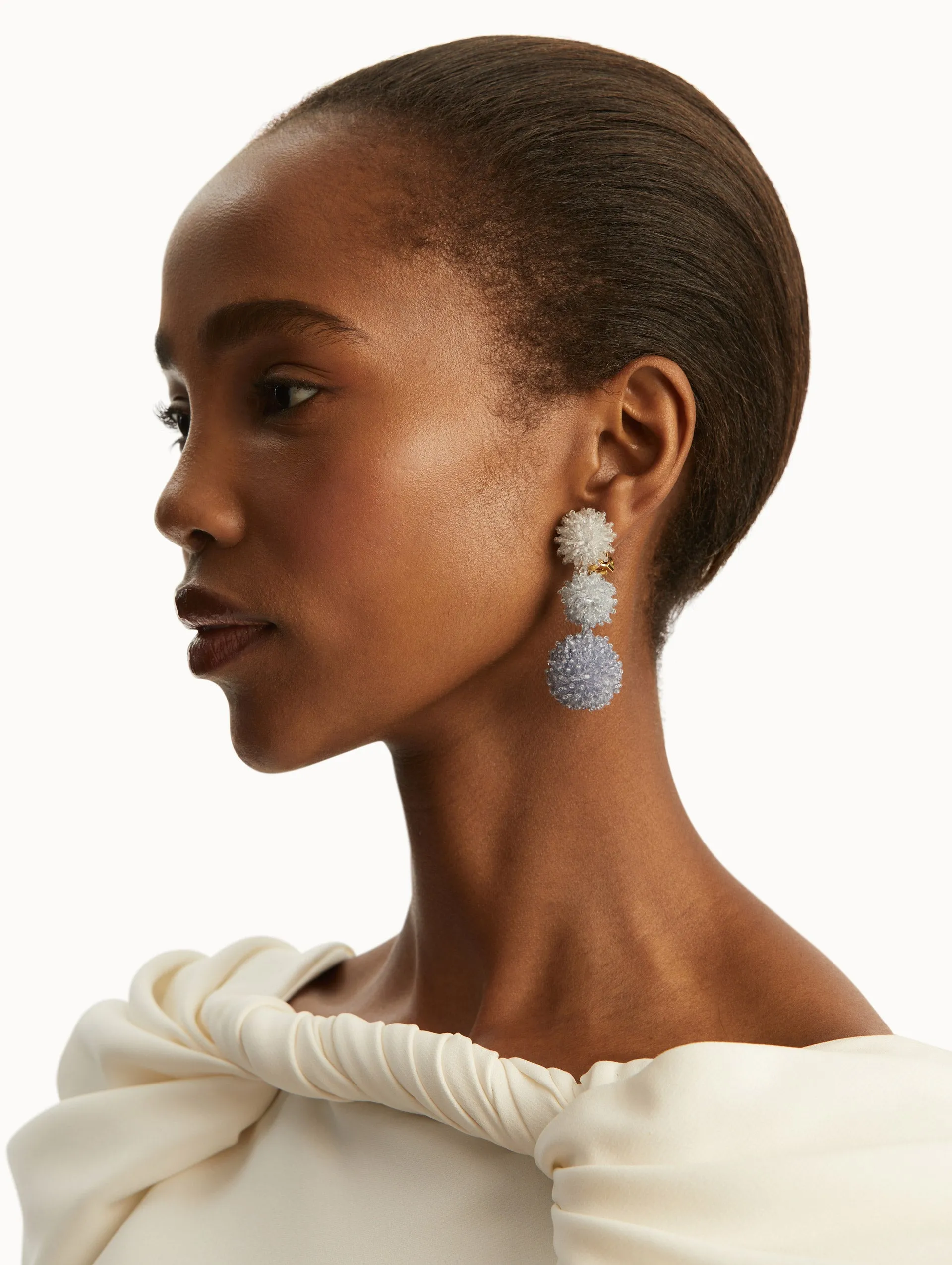 Ombr?? Pompom Drop Clip-On Earrings