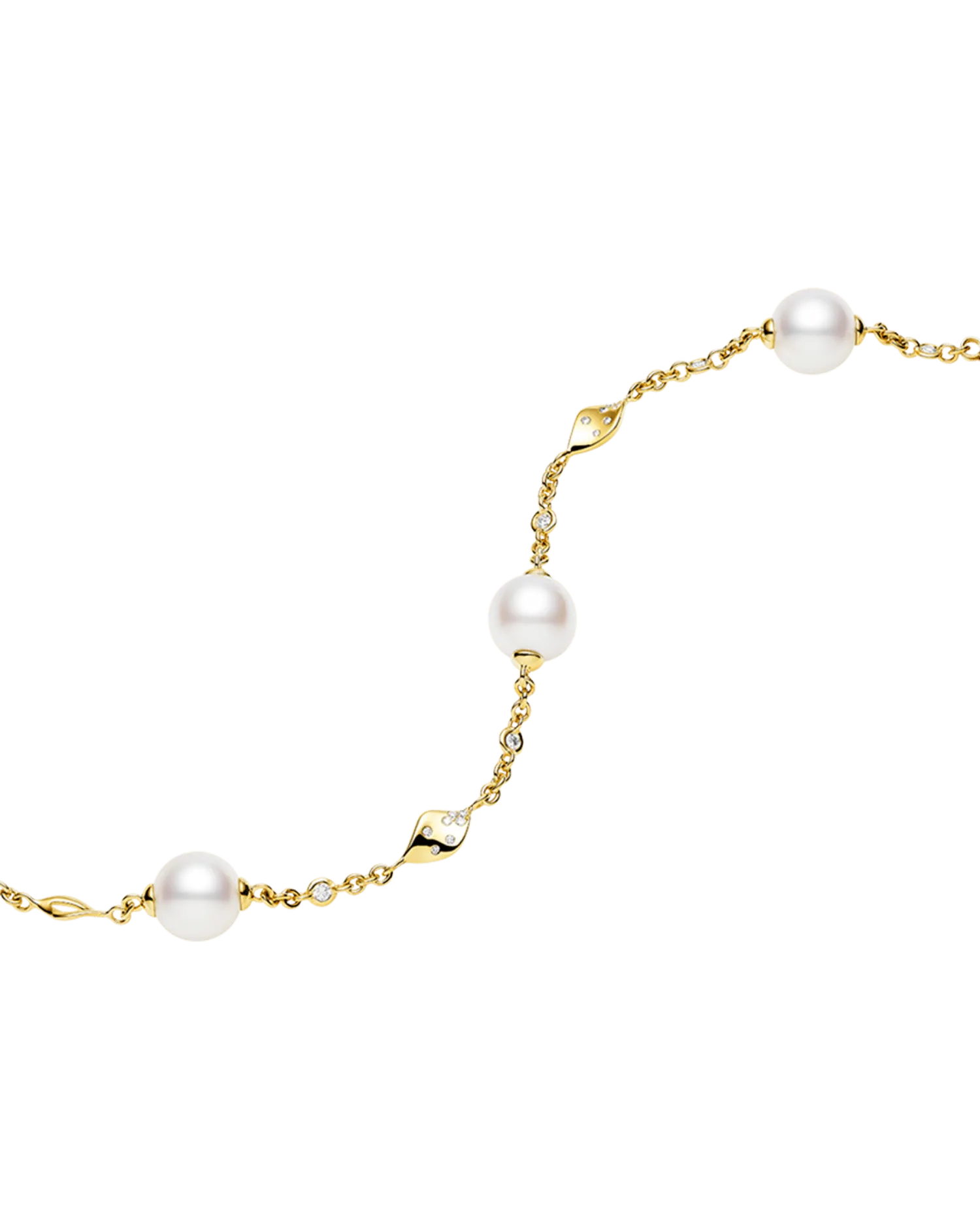 Paradis Pearl Bracelet | 10mm Round Pearls, Diamonds, and Yellow Gold