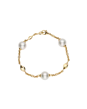 Paradis Pearl Bracelet | 10mm Round Pearls, Diamonds, and Yellow Gold