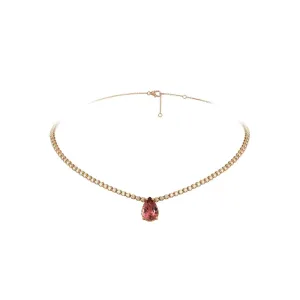 Pear Rubellite Diamond Necklace