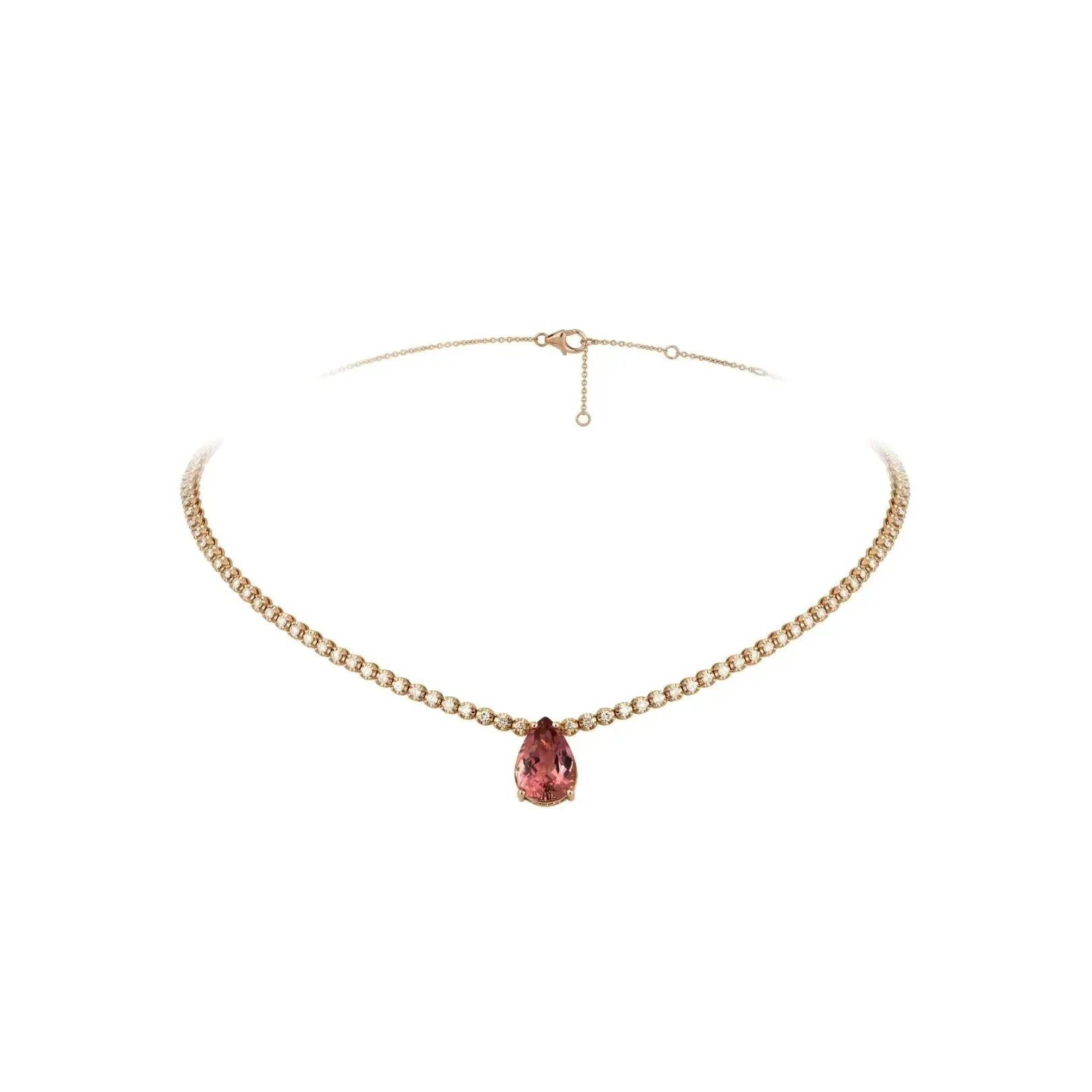 Pear Rubellite Diamond Necklace