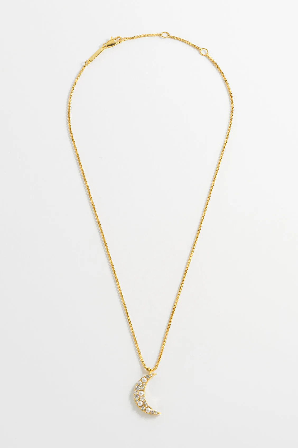 Pearl CZ Moon Pendant