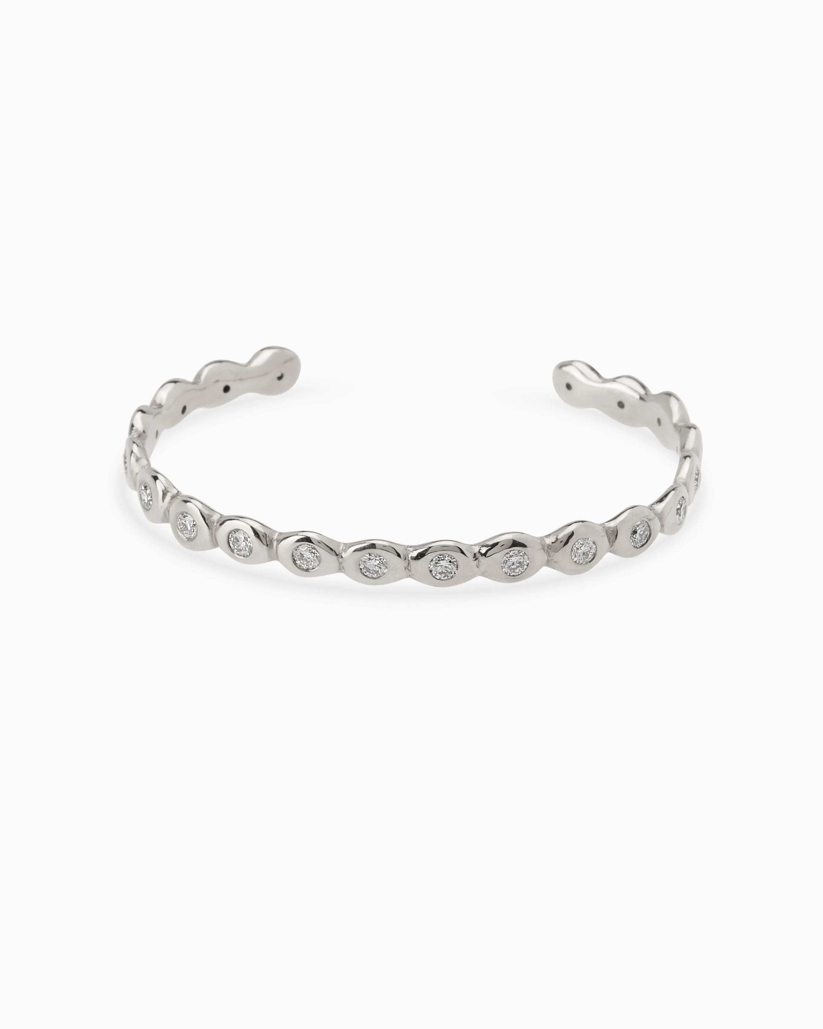 Pebble Diamond Cuff  | Solid White Gold