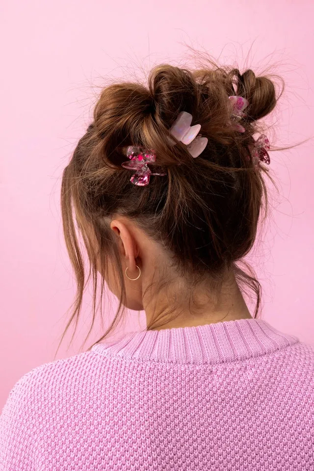 Pink Confetti Mini Claw Clip Set
