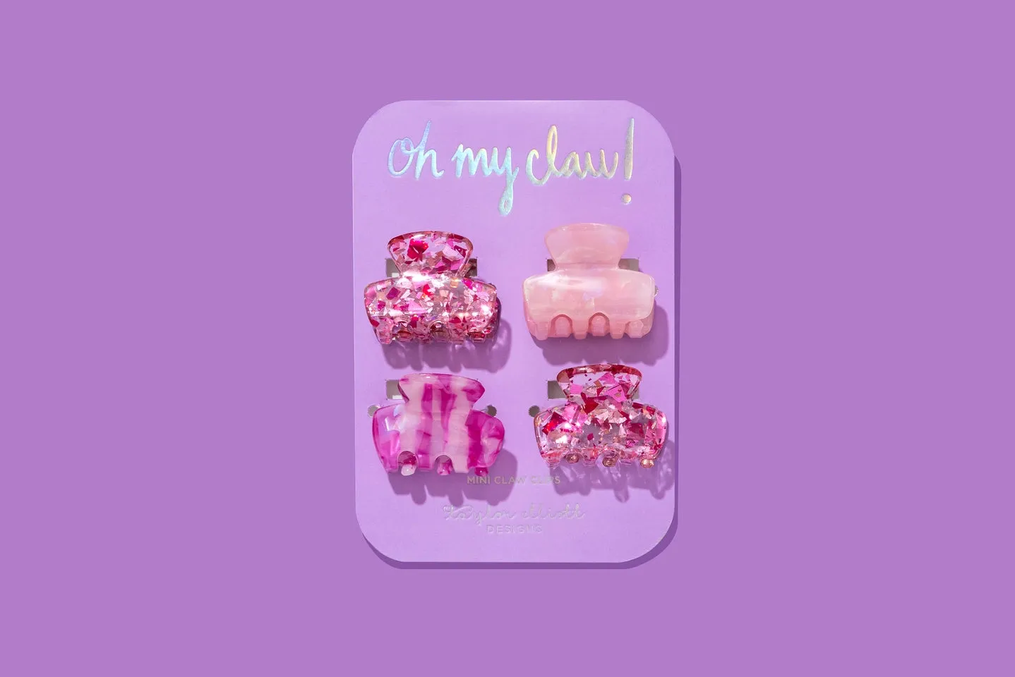 Pink Confetti Mini Claw Clip Set
