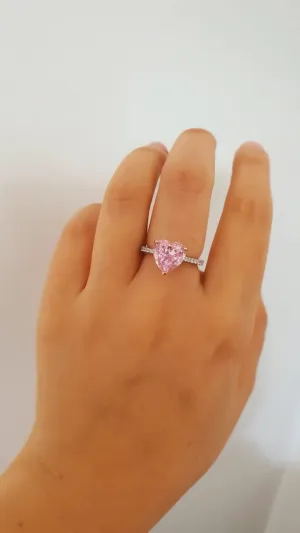 Pink Heart Ring in 925 Sterling Silver