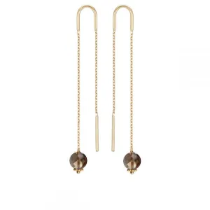 Pop Threader Earrings Smoky Quartz - 18k Gold