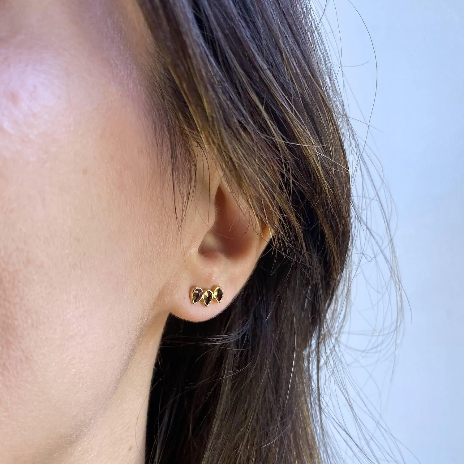 Precious Ear Climber Left - Smoky Quartz & 18k Gold