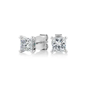 Premium Lab-Grown Diamond, 1.40 carat TW princess cut stud earrings in 18 carat white gold