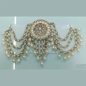 Rani Sati Jewels Gold Plated Kundan And Pearls Hair Accessories