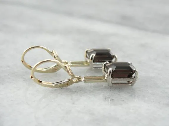 Retrofitted Vintage Smokey Quartz Drop Earrings