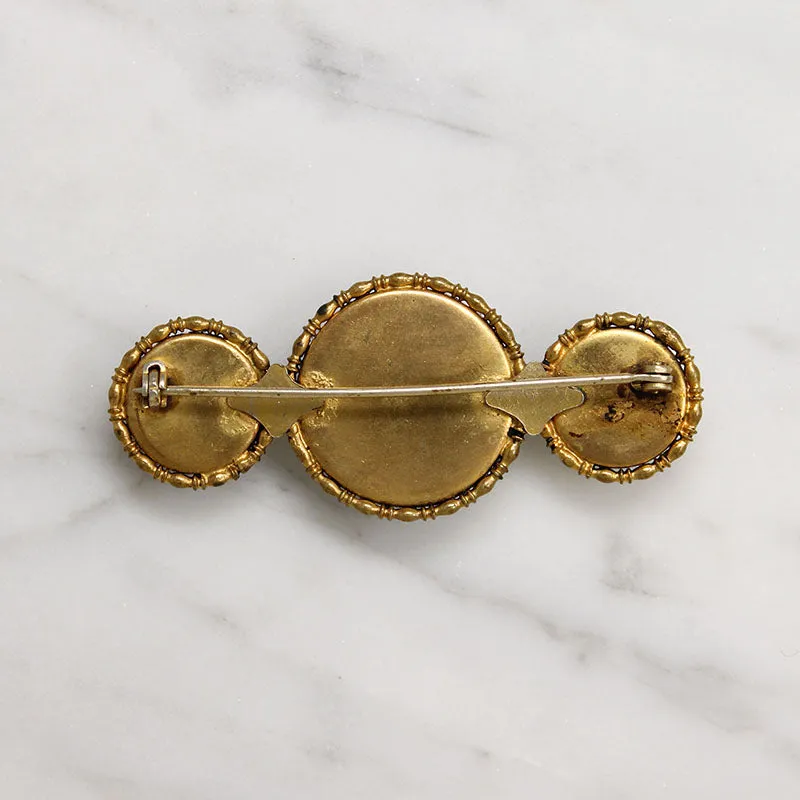 Reverse Painted Crystal Sailboats & Butterfly Wing Brooch