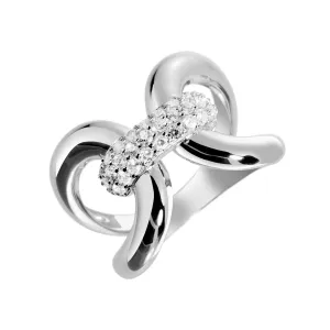 Rhodium plated 925 silver ring assembled with zirconium oxide