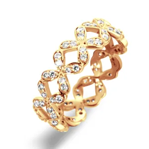 Ring in 925 silver gilded with 18k rose gold assembled with zirconium oxide