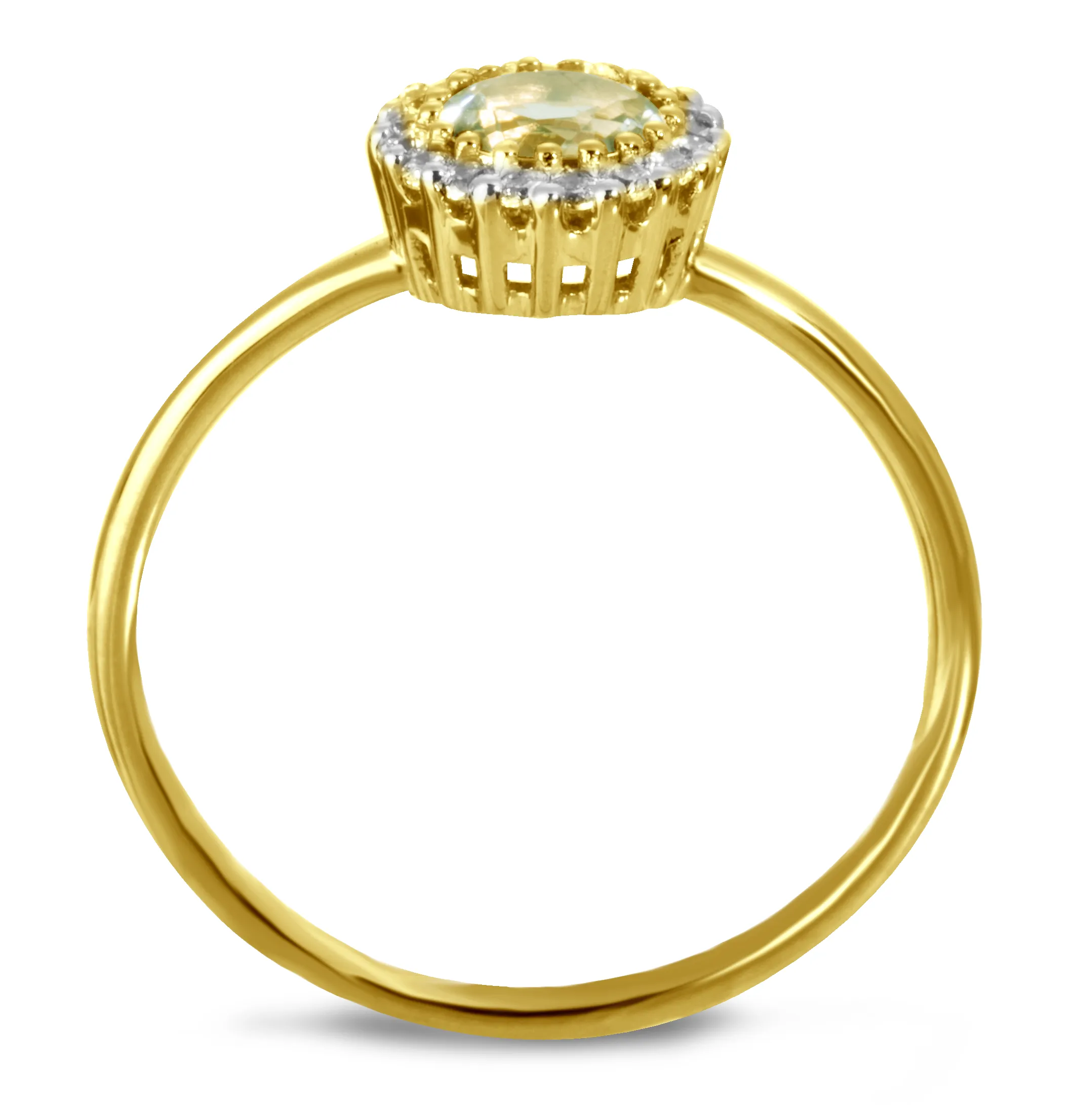 Ring in 925 silver gilded with 18k yellow gold assembled with green amethyst and zirconium oxide