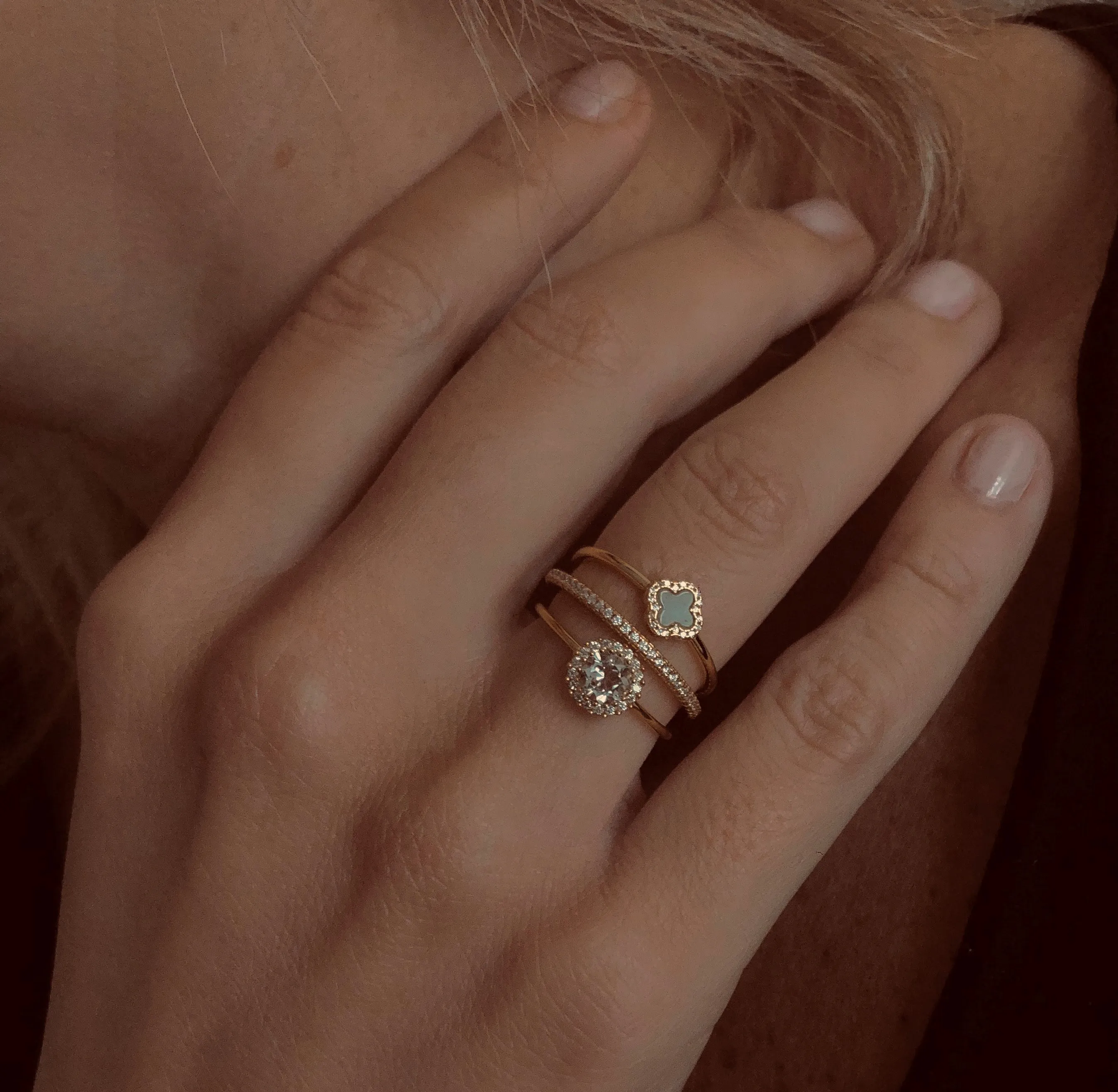 Ring in 925 silver gilded with 18k yellow gold assembled with green amethyst and zirconium oxide