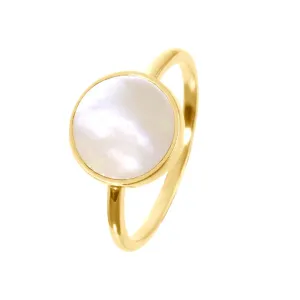 Ring in 925 silver gilded with 18k yellow gold assembled with mother-of-pearl