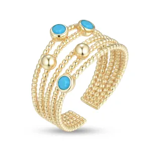 Ring in 925 Silver gilded with 18k yellow gold assembled with Turquoise