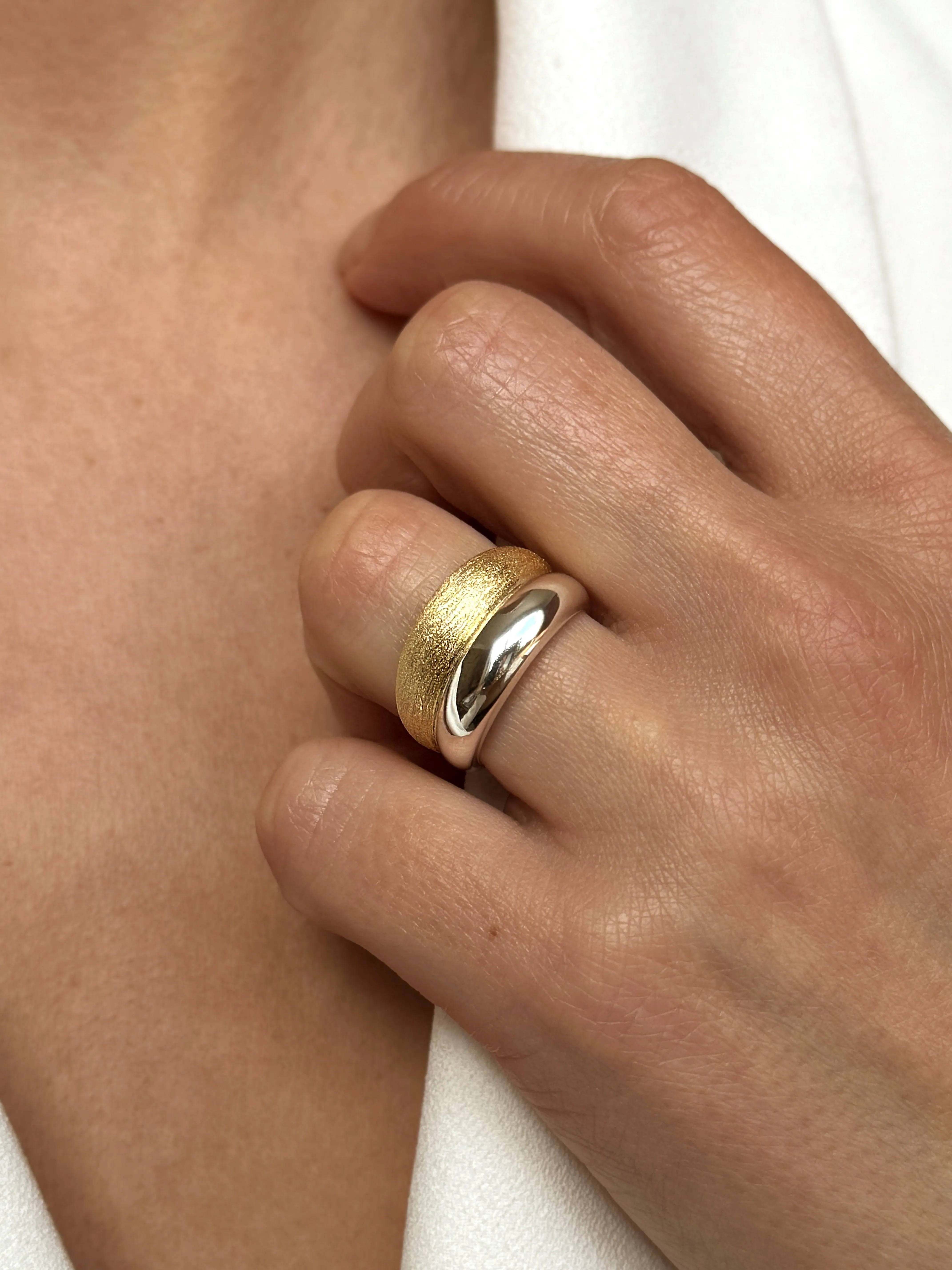 Ring in 925 Silver plated with Silver and 18k Yellow Gold