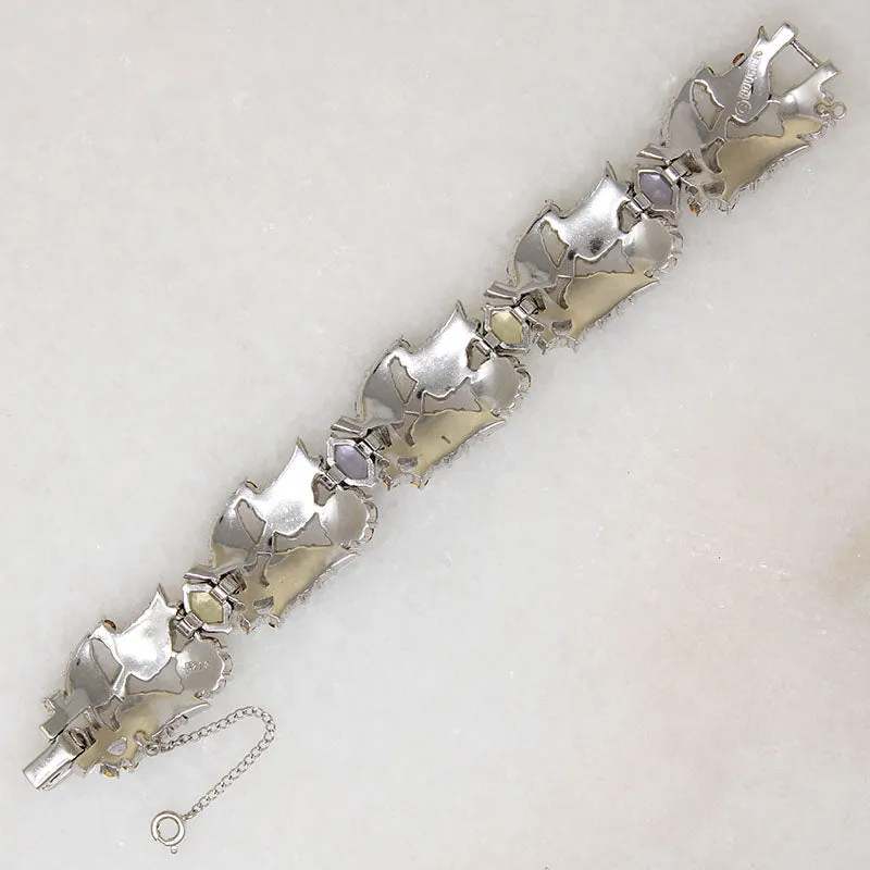 Romantic Boucher Rhinestone Bracelet in Springtime Pastels