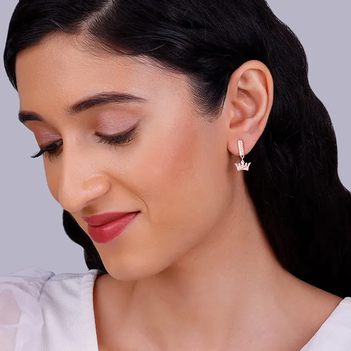 Rose Gold Crown Earrings