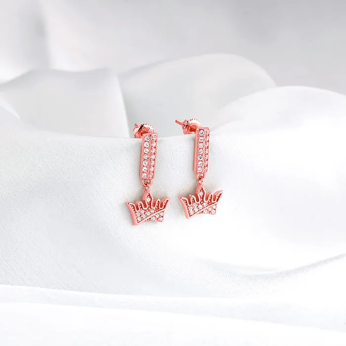 Rose Gold Crown Earrings